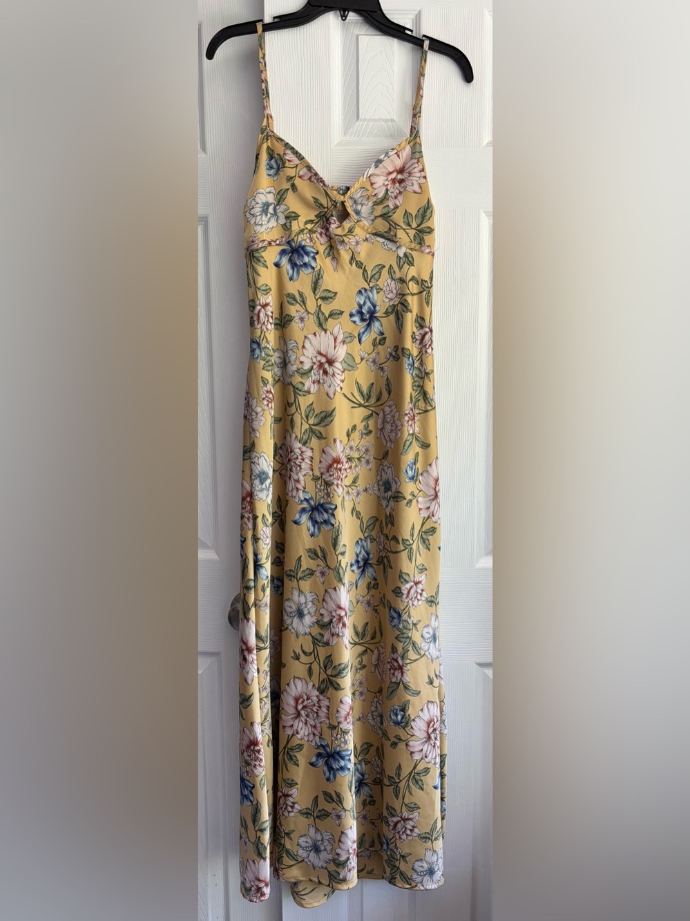 Thirty/Thirty Satin Yellow Floral Slip Dress No Tag HOCO See Measurements L?
